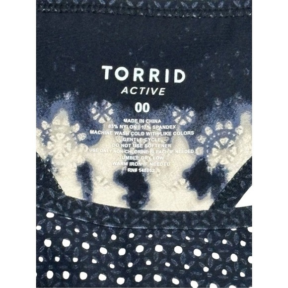Torrid Active Sports Bra Black Cream Tie Dye Racerback Size M‎ / 00 Longline - Picture 4 of 10